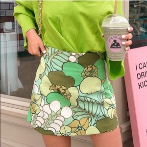 Zara green printed skirt